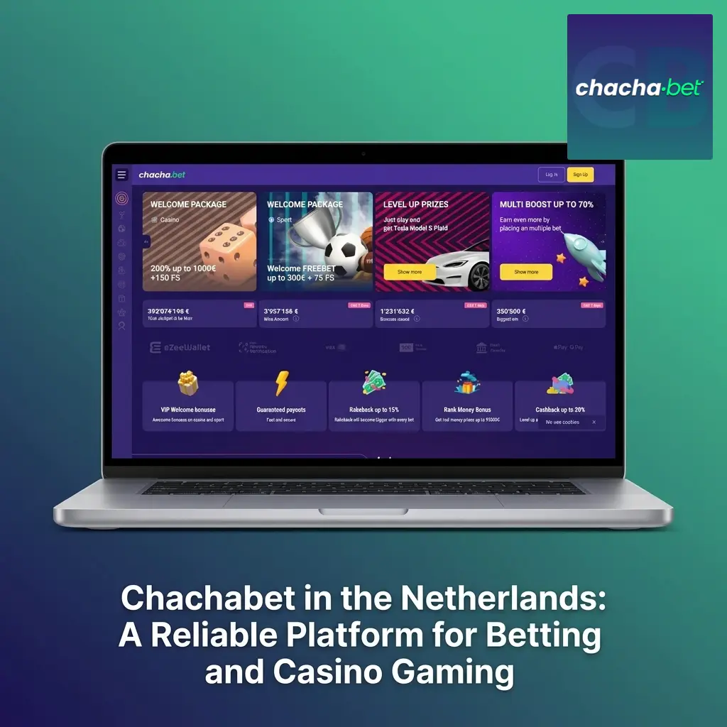Chachabet Netherlands platform showing sports betting markets, casino games, and mobile app for Android and iOS users